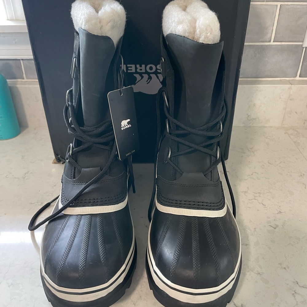 Sorel Black and White Snow Boots